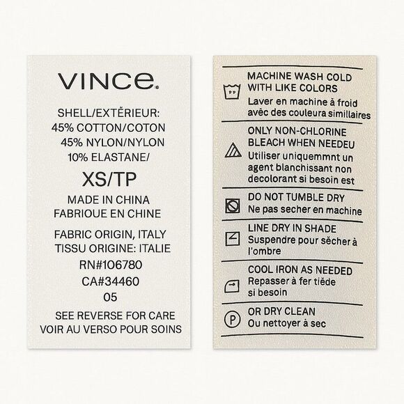 Vince XS Black Pencil Skirt Cotton Blend Stretch Pull On Front Vent Office Party - Picture 8 of 8